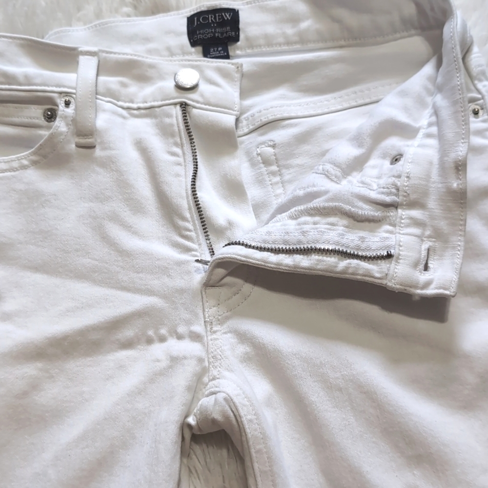 🔴SALE! J. Crew White High Rise Crop Flare Jean Size 27 Petite - Picture 5 of 16